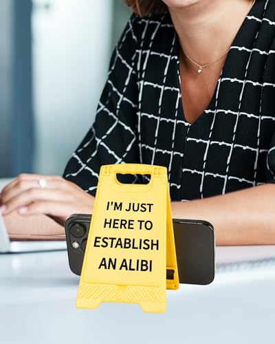Funny Desk Shelf Decor, Here Establish Alibi Mini Desk Sign | Here Establish Alibi Sign, Funny Shelf Sign, Home Office Decor, Mini Desk Sign - style: Here To Establish An Alibi
