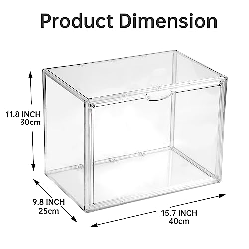 BOHOIDEE 2X-Large 15.7"X11.8"X9.8" Acrylic Display Case, Clear Organizer Box Plastic Holder with Magnetic Door for Handbags, Purses, Boots, Figures, Book - size: 2X-Large