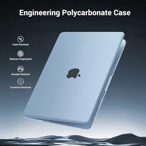 MOSISO Ultra-Thin & Seamlessly Closes Cover Compatible with MacBook Air 13 inch Case M5 M4 M3 M2 2026-2022 A3449 A3240 A3113 A2681, 2 in 1 Kit Anti-Fingerprints Shell for Mac Air 13.6, Sky Blue Clear - color: Sky Blue Clear
