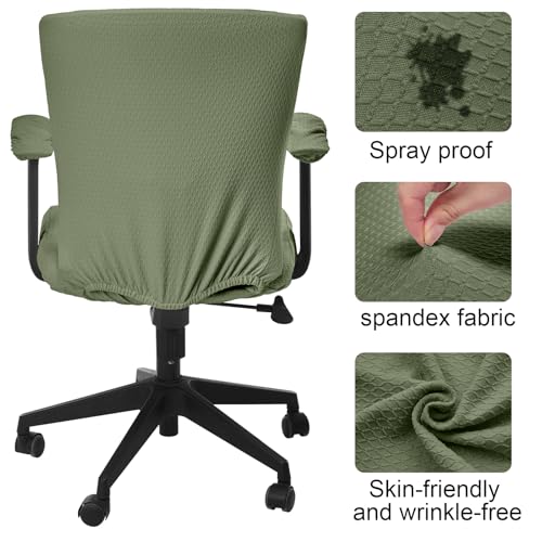 Tallew 4 Pcs Office Chair Covers Set Computer Universal Protective Stretchable Chair Seat Covers Desk Armrest Slipcovers Pads Office Cushion Backrest for Rotating(Grass Green) - color: Grass Green