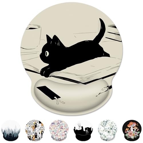 Ergonomic Mouse Pad with Wrist Support,Kawaii Anime Black Cat Mouse Pad with Wrist Rest,Relieve Wrist Pain Mousepad Non-Slip Rubber Base,Mouse Pads for Desk,Computers,Laptop,Office,Home,Accessories - color: Kawaii Anime Black Cat