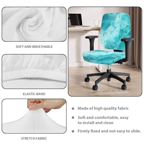 Blue Marble Print Office Chair Covers for Women Stretchable Office Chair Seat Cover 2 Piece Washable Gaming Chair Cover Universal Fit Wheelchairs,Computer Chairs,Gaming Chairs - color: Blue Marble Print