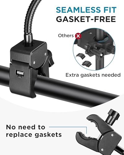 InnoGear Mic Stand Phone Holder, Flexible Gooseneck Mount Clamp for Microphone Boom Arm Tube Pipes Music Accessories for iPhone 16 15 14 13 12 MAX Pro Samsung Galaxy All Smartphones - size: Compact