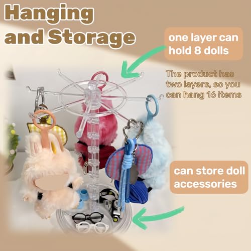 Transparent 360° Rotating Display Stand for Plush Dolls Keychains& Collectibles - All-Round Display, Manually rotates(No Doll) - color: Transparent without dust cover