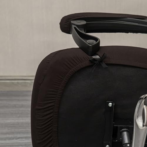 Melaluxe Office Chair Cover with Arm Covers - Universal Stretch Desk Chair Cover, Computer Chair Slipcovers (Size: L) - Coffee - color: Coffee, size: Large with Arm Cover