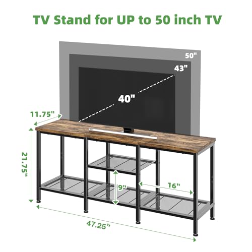 Simple Trending TV Stand for 50 Inch TVs, Entertainment Center with Open Storage Shelves, Media Console Table for Living Room, Rustic Brown