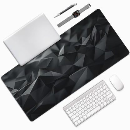 Large Mouse pad, XXL Gaming Keyboard pad, Dark Gray Geometric Pattern, Water-Resistant and Slip-Resistant, Suitable for Gaming and Office use, Laptop Computer Table Protection pad, 35.4 x 15.7 inches - color: Dark gray checkered