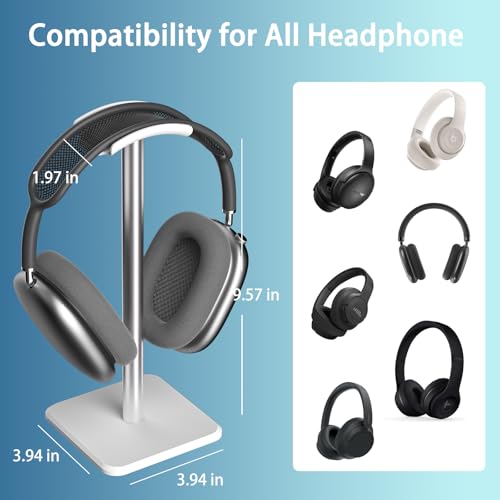 Headphone Stand - Headset Stand with Aluminum Hanger, Headphone Holder for AirPods Max, Sony, Bose, Beats and More (White) - color: White