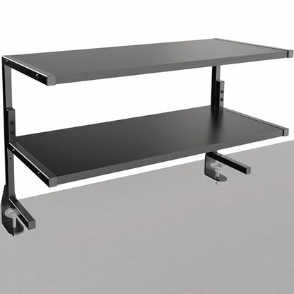 VIVO Black Clamp-on 30 inch 2-Tier Desk Shelf, STAND-SHELF30C | Above or Below Desk, 2 Level Shelving Unit for Table Accessories, Gaming Devices, and More, Storage Tray, Desktop Organizer