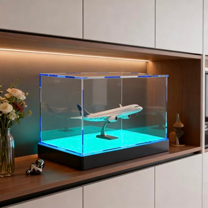 Light Up Acrylic Display Case with RGBW LED Lights, USB Powered with Switch Panel & App Control, Clear Collectible Display Box for Rugby, Soccer, Mini Helmet, Collectables & Figures, 12x8x8 Inch - size: 12''(L) x 8''(W) x 8''(H)