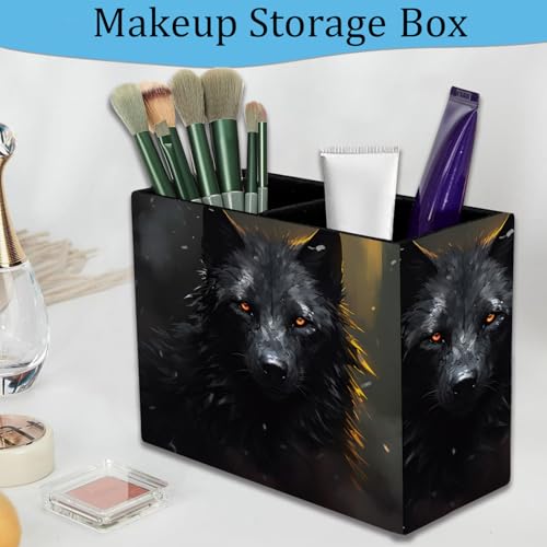 Pen Holder and Anti-Slip Mouse Pad Combination, Makeup Brush Storage Box, Tableware Storage Box, Suitable for Office and Home - Black Wolf - color: Black Wolf