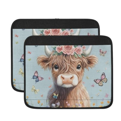 Wheelchair Armrest Pads Highland Cow Butterfly Wheelchair Accessories Chair Arm Pads Universal for Wheelchair Armrests Office Transport Chairs - color: Highland Cow Butterfly