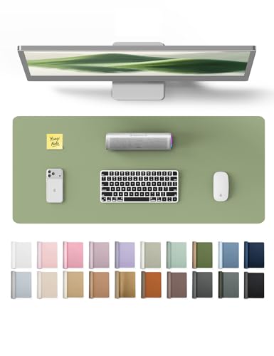 YSAGi PU Leather Desk Pad Protector – Non-Slip Waterproof Desk Mat for Office & Home, Easy Clean Large Mouse Pad & Laptop Writing Blotter 23.6"x13.8" Bamboo Green - color: Bamboo Green, size: 23.6" x 13.8"