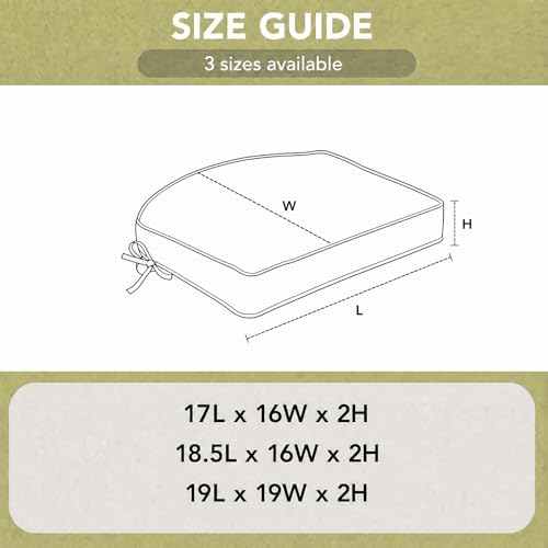 Outdoor Chair Cushions, Fade-Resistant & Water-Resistant, D Shaped Patio Furniture Seat Chair Pads Replacement with Ties, Non-Slip Bottom, Removable Cover, Set of 4, 18.5 x 16 Inch, Natural - color: Natural, size: 18.5" x 16" 4 Pack