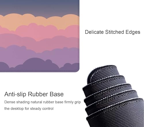 Gaming Mouse Pad Large,Cute Clouds Purple Mouse Pad Gaming Mouse Mat Desk Pad,31.5 x 11.8 Desk Mat Mouse Pads for Desk,Extended Keyboard Mousepad with Non-Slip Base and Stitched Edge - color: Cute Clouds Purple