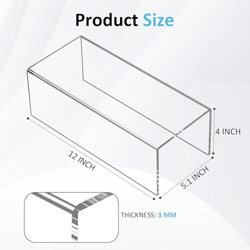 Sezanrpt Acrylic Shelf Riser 12x5.1x4 pack of 2, Clear Acrylic Stand for Funko Pop, Collectibles, Brand Store, Home Storage Organizer, 12x5.1x4 Inch - color: Clear, size: 12x5.1x4 Inch