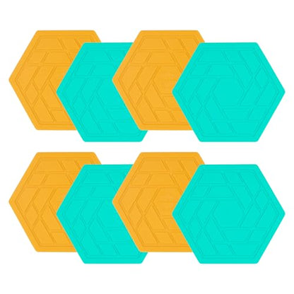 Silicone Drink Coasters Set of 8,Flexible & Heat-Resistant - Perfect for Home Decor & Table Protection (Saltwater/Mango)
