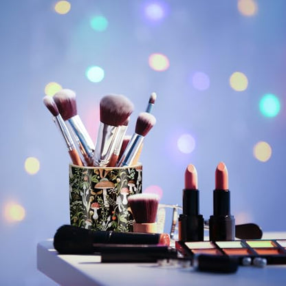 Pen Pencil Holder for Desk, Ceramic Pen Cup Cute Makeup Brush Holder, Unique Desk Multifunctional Pens Organizer for Home, Office, Mushrooms Pattern - color: Mushrooms Pattern