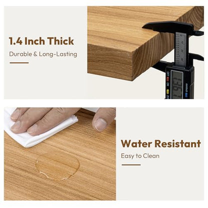 Flat Edge Elm Wood Floating Shelf with Invisible Bracket 24”Natural - color: Natural, size: 24”,set of 2