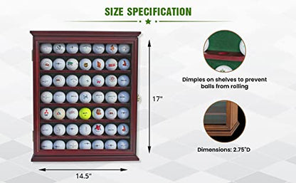 DisplayGifts 49 Golf Ball Display Case Cabinet Wall Rack Holder Frame with 98% UV Protection Acrylic Door Lockable, Great Golfer's Gift Black Finish - color: Black