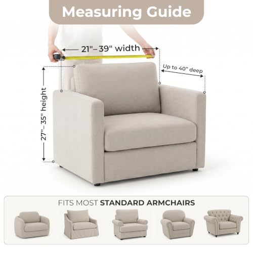 Premium Stretch Couch Covers for Sofa - Sofa Chair Cover Washable, Dogs & Pets Friendly - Elastic Polyester Loveseat Slipcovers - Non-Slip Love Seat Couch Covers - Crisp White (21"-39" Wide) - color: Crisp White, size: 21"-39" Wide
