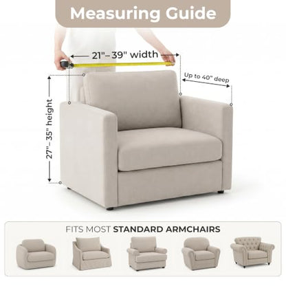 Premium Stretch Couch Covers for Sofa - Sofa Chair Cover Washable, Dogs & Pets Friendly - Elastic Polyester Loveseat Slipcovers - Non-Slip Love Seat Couch Covers - Cream (21"-39" Wide) - color: Cream, size: 21"-39" Wide