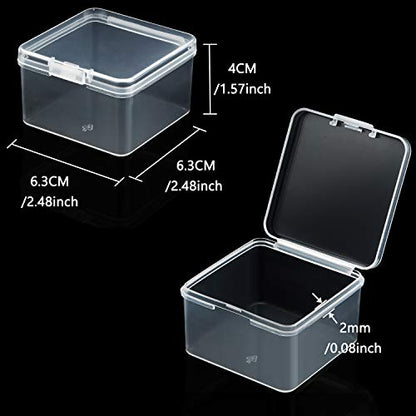 SATINIOR 24 Packs Small Clear Plastic Beads Storage Containers Box with Hinged Lid for Storage of Small Items, Crafts, Jewelry, Hardware (2.48 x 2.48 x 1.57 Inches) - size: 2.48 x 2.48 x 1.57 in
