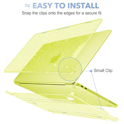 May Chen Compatible with MacBook Neo 13 inch Case 2026 Model A3404, Plastic Hard Shell,Keyboard Cover,Screen Protector,Dust Plug, for MacBook Neo 13" with A18 Pro Chip, Glitter Citrus - color: Glitter Citrus