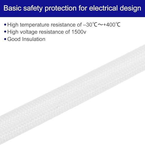 MECCANIXITY 5Pcs Wire Insulation Braid Fire Sleeve,6.6Ft-18mm ID White, High Temp Silicone Coated Fiberglass Sleeving for Automotive Hose Lines Electrical Wiring - color: White, size: 6.6Ft-18mm