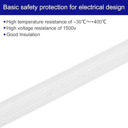 MECCANIXITY 5Pcs Wire Insulation Braid Fire Sleeve,6.6Ft-18mm ID White, High Temp Silicone Coated Fiberglass Sleeving for Automotive Hose Lines Electrical Wiring - color: White, size: 6.6Ft-18mm