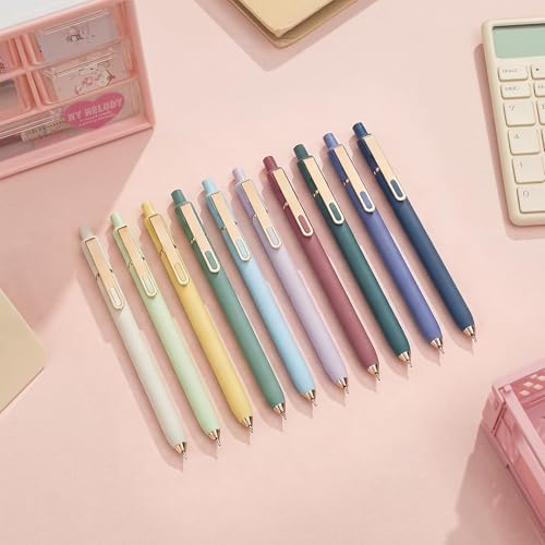 Linbsunne Gel Pens Black Ink Pens for Office 0.5mm Fine Point Pen Smooth Writing Retractable (Morandi-10 pcs) - color: Morandi-10 pcs
