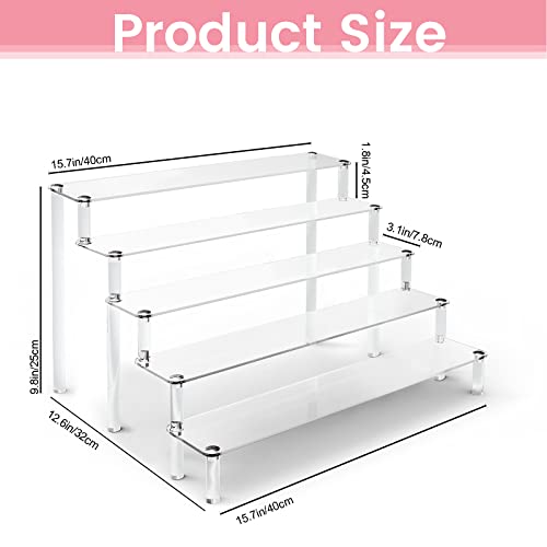 5 Tier Acrylic Stands for Display, Clear Display Stand Risers Shelf for Cupcakes Perfumes Figurines, Tabletop Cupcake Stand for Decorating & Organizing (15.7”x12.6”x9.8”)