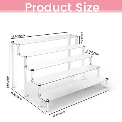 5 Tier Acrylic Stands for Display, Clear Display Stand Risers Shelf for Cupcakes Perfumes Figurines, Tabletop Cupcake Stand for Decorating & Organizing (15.7”x12.6”x9.8”)