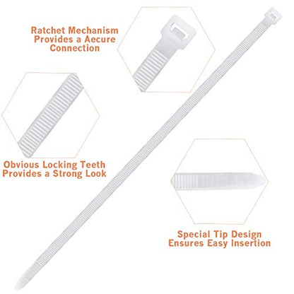 Zip Ties Heavy Duty Nylon Self-locking Wire Ties 30 Pack - White (24 Inch) - size: 24 Inch 30Pack