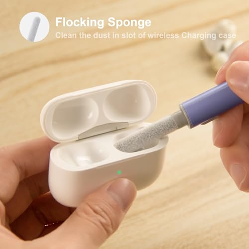 Hyashee Cleaner Kit for Airpods Pro 1 2 3 Multi-Function Cleaning Pen with Soft Brush Flocking Sponge for Bluetooth Earphones Case Cleaning Tools (Lavender Purple) - color: Lavender Purple