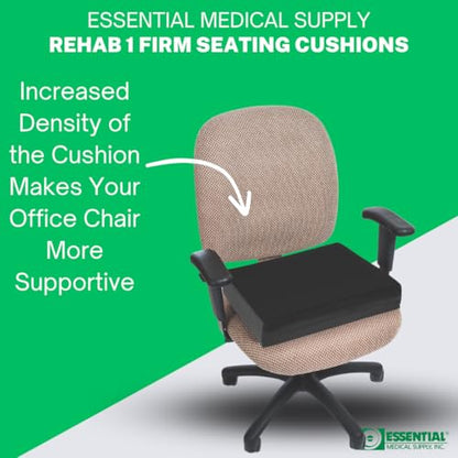 Essential Medical Supply Rehab 1 Foam Seat Cushion - Denser Cushion for Office Chairs, Wheelchairs, and More - Chair Seat Pad Provides Additional Support and Pain Relief for Seniors - 18" x 16" x 3" - size: 18x16x3 Inch (Pack of 1)