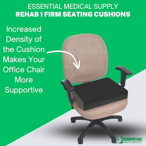 Essential Medical Supply Rehab 1 Foam Cushion - Extra Thick Seat Cushion for Office Chair, Wheelchair, and Car - Provides Additional Support and Pain Relief for Seniors - 18" x 16" x 4" - size: 18x16x4 Inch (Pack of 1)