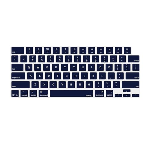MOSISO Keyboard Cover Skin Compatible with MacBook Air 13.6 inch 2025 M4 A3240/Air 15 inch 2025 M4 A3241/Pro 14 inch 2025 M5 A3434, Navy Blue - color: Navy Blue