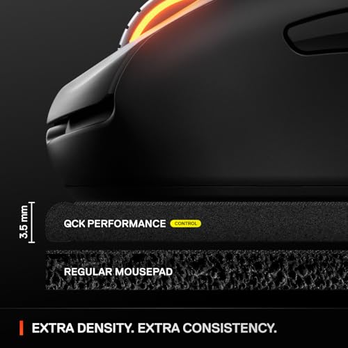 SteelSeries QcK L Performance Control Gaming Mousepad — Extra Density for a Smooth Glide — Low-Profile Edge Stitching — Non-Slip Neoprene Rubber Base — 16.54 x 19.29 inch — FPS, MOBAs, RTS, MMO - size: Large, style: Control