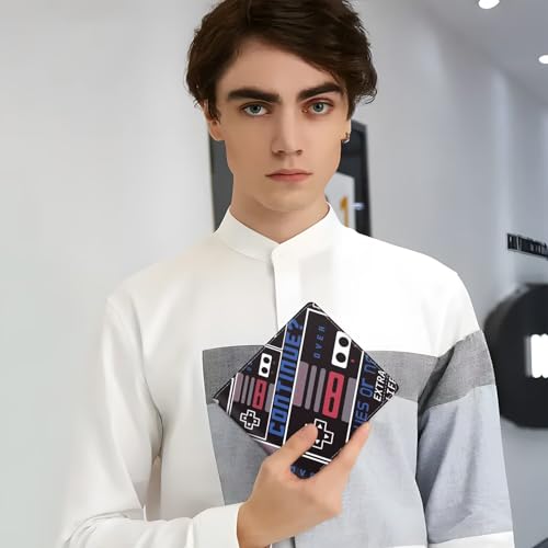 EXXBYELI Boys Wallet Gamepad Leather Wallets Credit Id Card Cash Holder Black Rfid Blocking Zipper Cute Cool Funny Aesthetic Wallets With Coin Pocket Id Window Teen Wallets for Boys Teenager Wallet - color: game-black