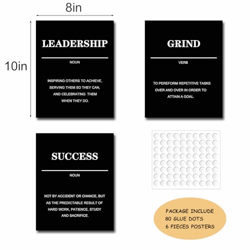 Inspirational Wall Art, Motivational Wall Art, Positive Quotes & Sayings Posters, Inspirational Wall Decor for Bedroom Living Room,Decoration Office Wall Decor(Set of 6,8x10in, Unframed) 1 - color: Black - White