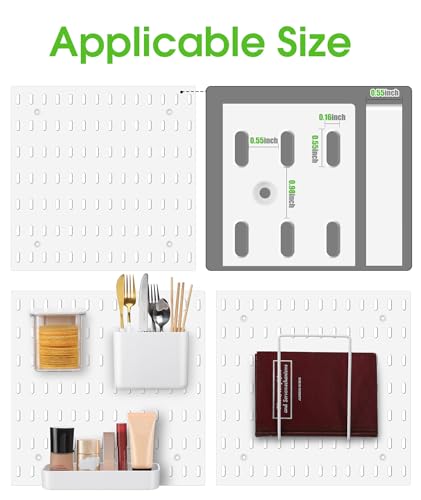 Yulejo 4 Pack Pegboard Accessories with Lid White Clear Peg Board Bins with Hooks Containers Plastic Pegboard Bins for Garage Craft Room Storage Kitchen, 3.9 x 3.2 x 3.2 Inch