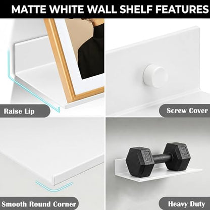 Z metnal Small Wall Shelves, Mini Display Metal Lack Floating Shelf for Collectables Figure, Aluminum, Wall Mounted, Sleek, White,12 x 5 inch, 2 Pack - color: White, size: 12 inch (2 Pack)