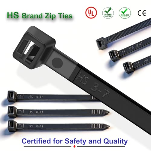 HS Durable Plastic Zip Ties 4 Inch 200 Pack Small Tie Wraps Thin 18 Lbs Self-Locking Nylon Cable Ties for Electronics Organizer, Tiny Wire Tie Black - color: Black 4"200
