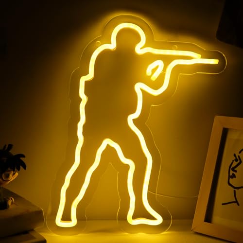 WonderfulLife Counter Strike Game Logo Neon Sign for Game Zone Decor,Gunfight Games CS Led Lights for Man Cave Gaming Room Internet Bar or Bedroom Decoration.5V USB Powered,Easy Hanging. - color: CS