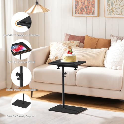 MAHANCRIS TV Tray Table, Height Adjustable TV Trays with 360° Swivel, Space-Saving Side Table for Couch, Multi-Functional Sofa Table with Anti-Slip Bar, Bedside, Black ETBK4501 - color: Black