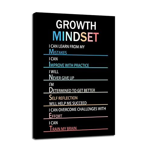 WYJZDZQ8 Inspirational Canvas Painting Growth Mindset Wall Art Motivational Poster Inspiring Prints Wall Pictures for Living Room Office Home Decor Office Framed Ready to Hang [12''W x 18''H] - color: Mindset-2, size: 18"L x 12"W