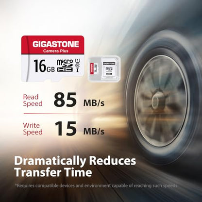 Gigastone 16GB Memory Card Pack of 2 Cards, Camera Plus Series, Speed Up to 85MB/s. Ideal for Full HD Video Gopro Camera Drone, U1 C10 Micro SDHC Card with Mini Case and SD Adapter. - color: 16GB Card Pack of 2