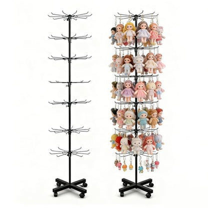 7-Tier 360° Rotating Metal Retail Display Stand Rack in Black