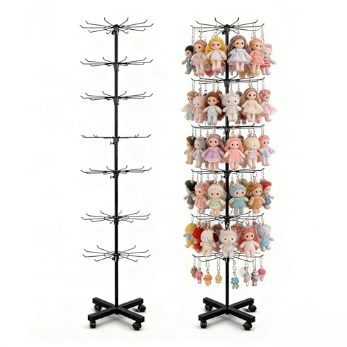 7-Tier 360° Rotating Metal Retail Display Stand Rack in Black